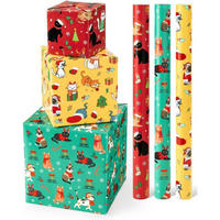 GESCHENKPAPIER 3 Rollen Set Weihnachtskatzen 50,8 x 304,8 cm - Multicolor, Papier (43/1/305cm)