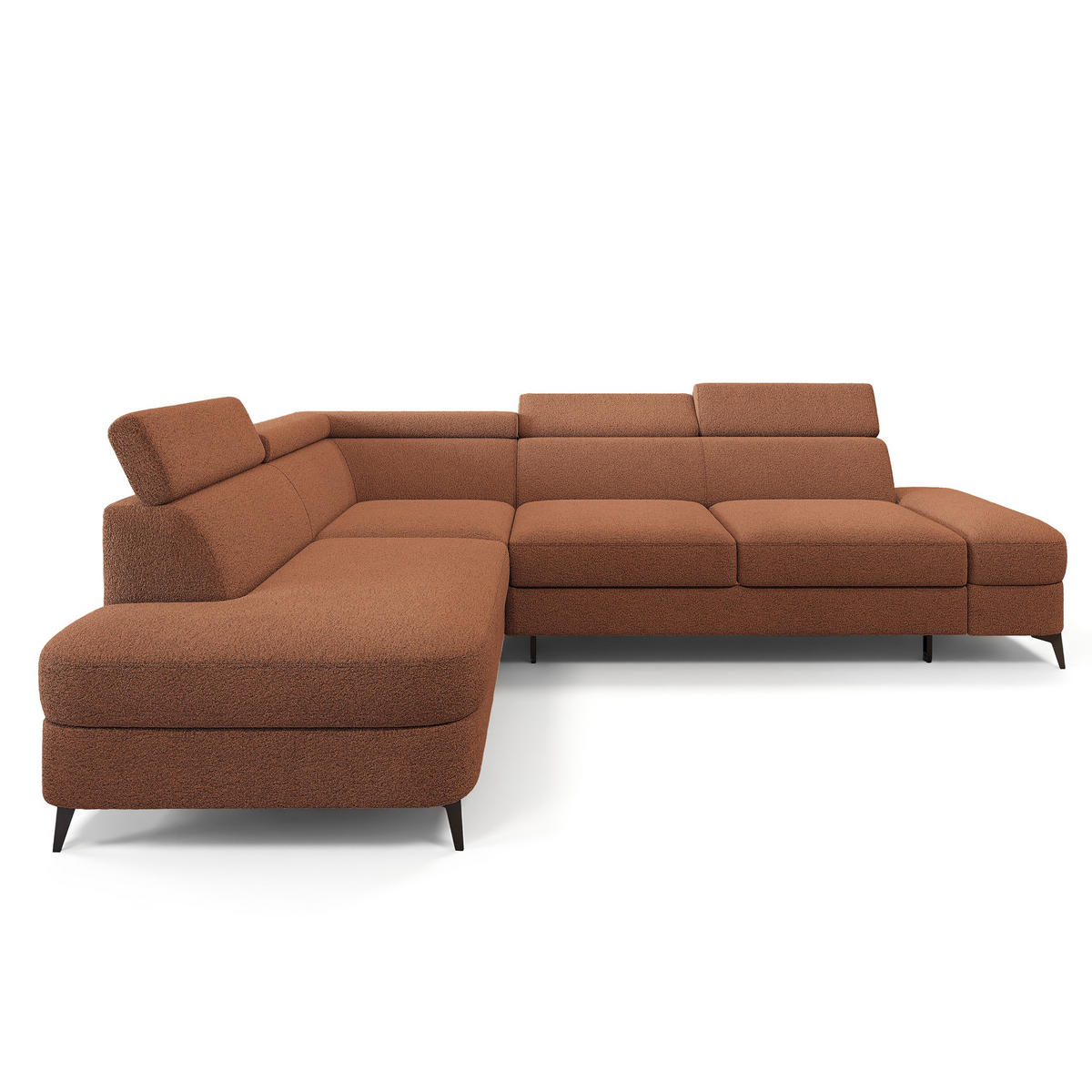 ECKSOFA AVISE Q L-S Orange Boucle-Stoff mit Schlaffunktion - Orange, Holzwerkstoff/Textil (268/195cm) - MASSENO