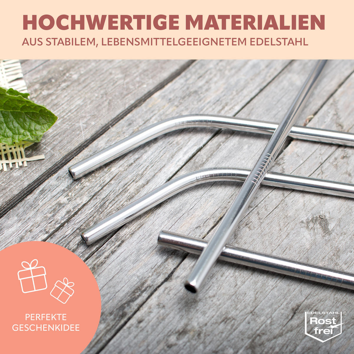 TRINKHALME, Edelstahl, 8er-Set, gerade & gebogen - Edelstahlfarben, Metall (0.6/21.5cm) - bremermann