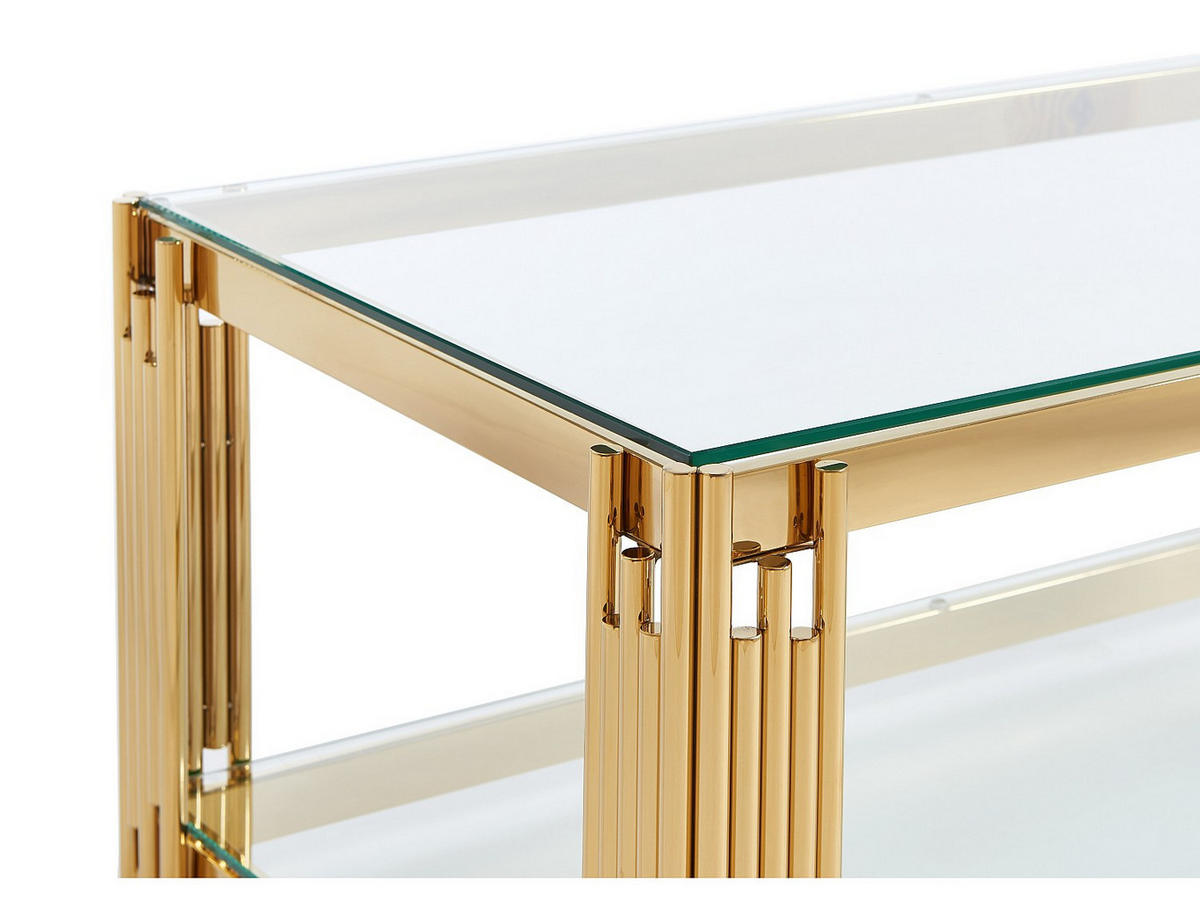 COUCHTISCH - 123.5 cm x 63.5 cm - Glas - Goldfarben - NOMELANO - Goldfarben, Glas (63.5/123.5/45.5cm) - Vente-Unique