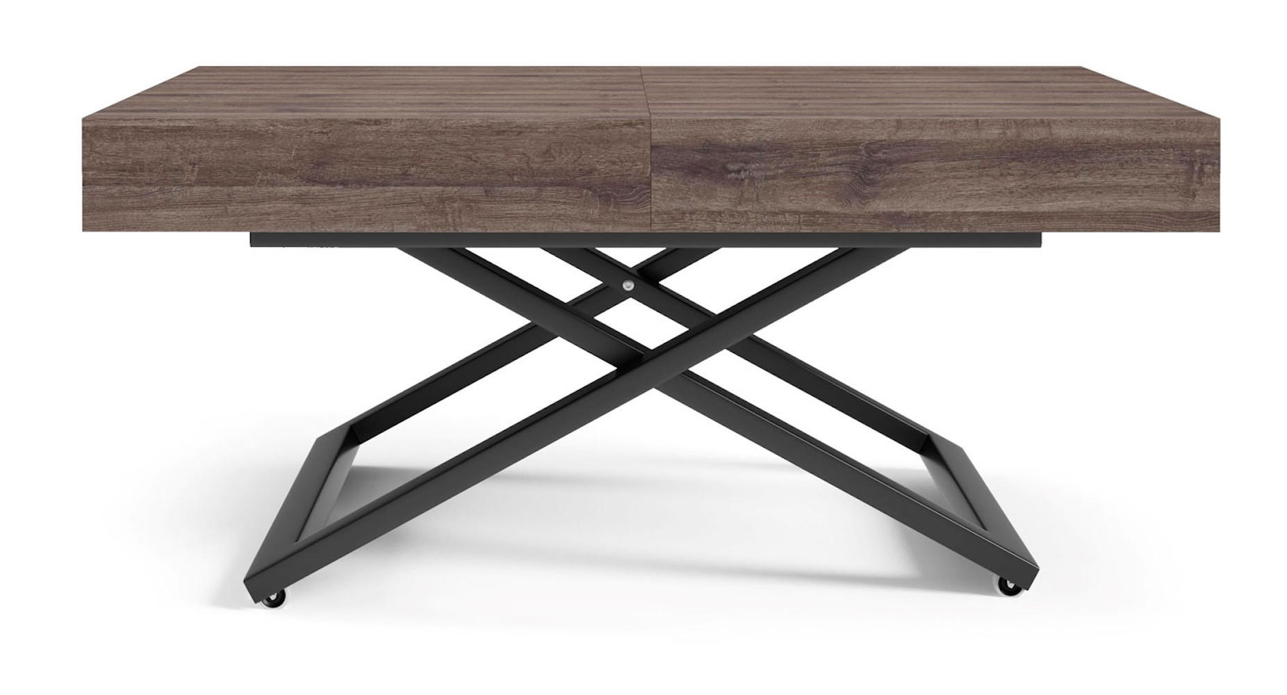 COUCH-/ESSTISCH Sanna U Sherman Eiche anthrazit 120 - 200 / 80 / 27 - 80cm - Anthrazit/Schwarz, Holz/Holzwerkstoff (80/120/27cm) - Feldmann-Wohnen