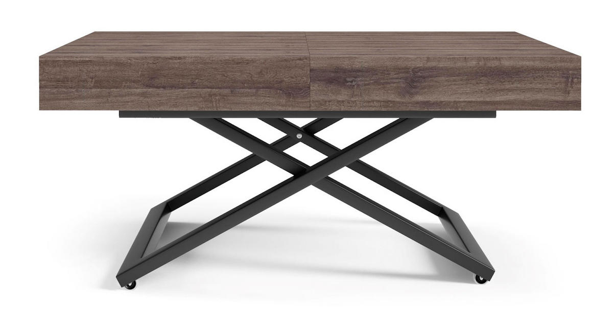 COUCH-/ESSTISCH Sanna U Sherman Eiche anthrazit 120 - 200 / 80 / 27 - 80cm - Anthrazit/Schwarz, Holz/Holzwerkstoff (80/120/27cm) - Feldmann-Wohnen