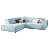 ECKSOFA SAMU Hellblau Cord - Schwarz/Hellblau, Textil (254/224cm) - KAWOLA