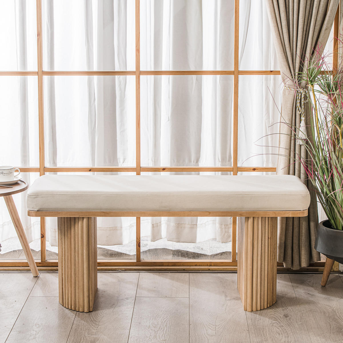 SITZBANK Holz Beige - Beige, Holz (100/46/35cm) - Nordlys