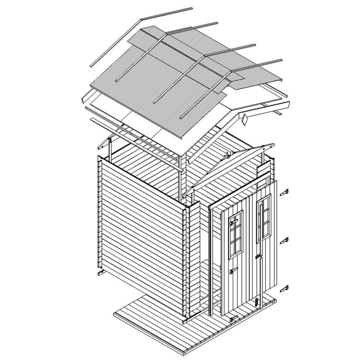 HOLZHAUS GARTENHAUS mit imprägniertem BodenB236xL226xH218 cm/ 4.33 m2 - M369C+M369G - Beige, Holz (220/224/226cm) - Timbela