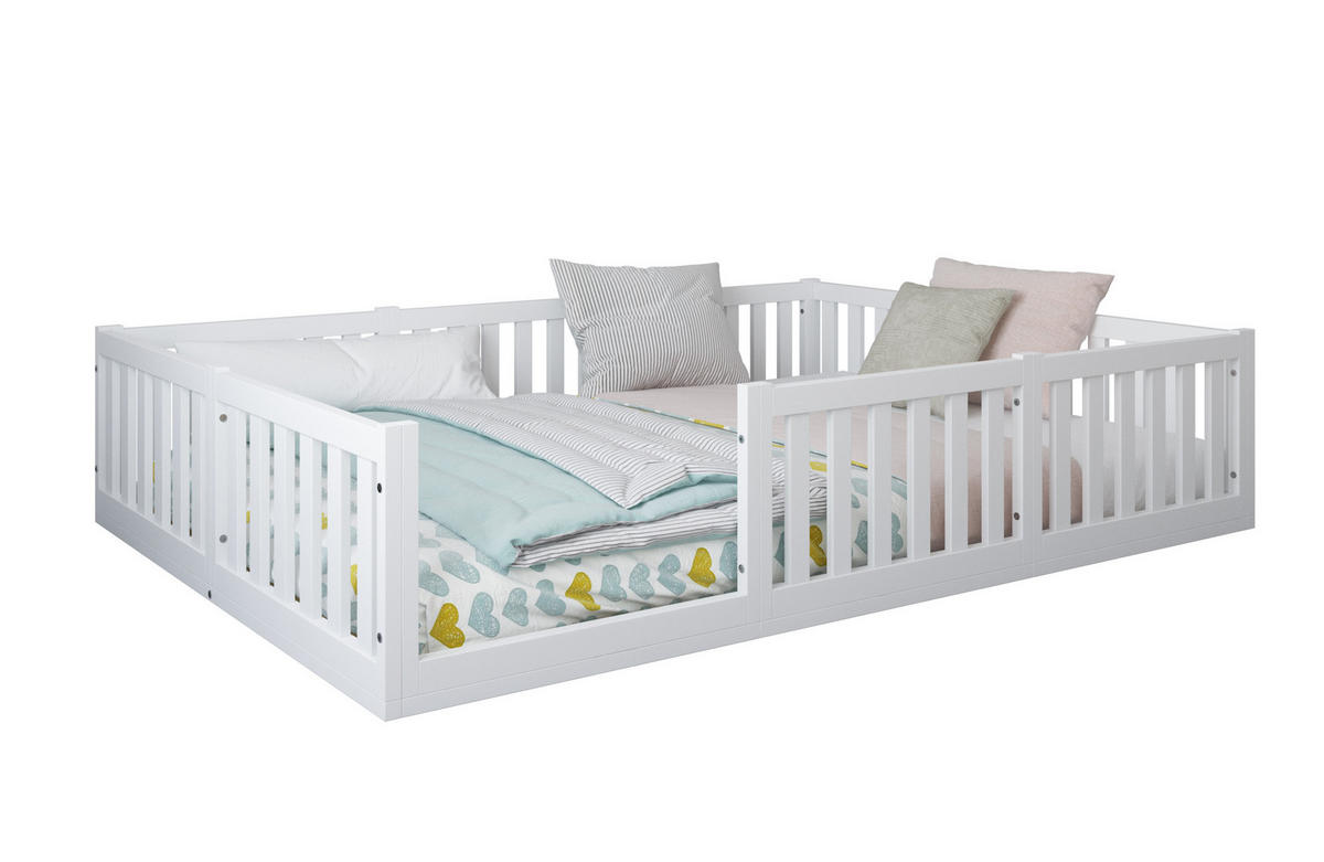 KINDERBETT Montessori 120cm - Weiß, Holz - kiki design