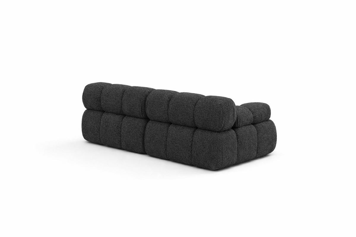 COUCH, 2-Sitzer Modular, Bouclé-Stoff Abriamo, Graphit, Selia - Graphitfarben, Holz (190/70/95cm) - Kaiser Möbel
