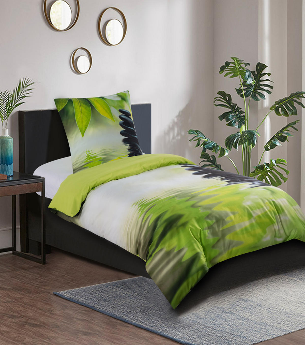 BETTWÄSCHE 2-teilig Harmony - Grün, Naturmaterialien (135/200cm) - Sanilo