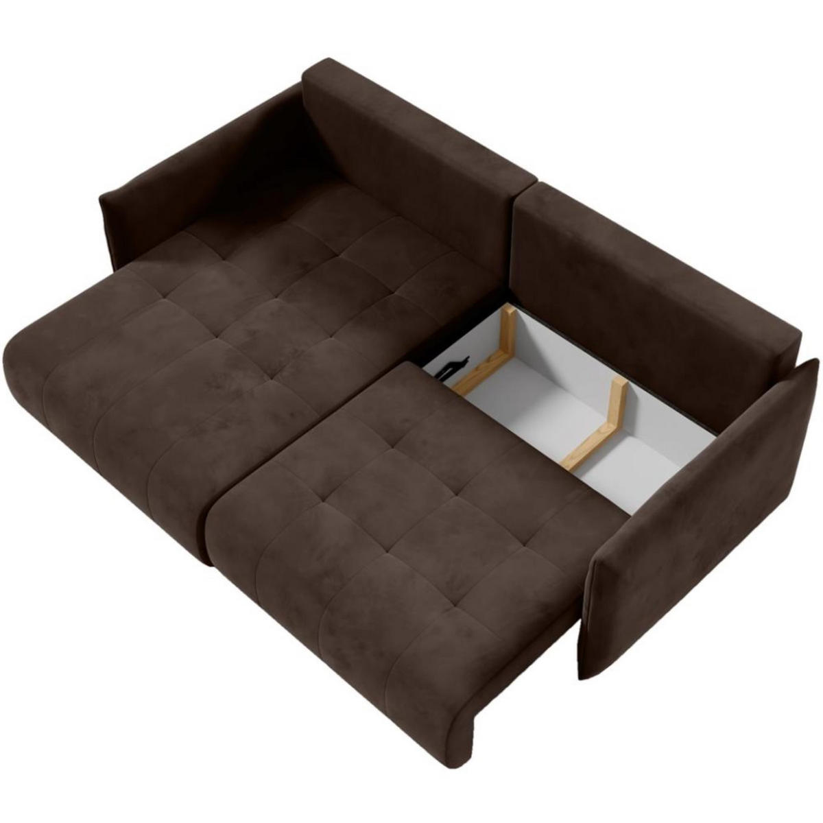 ECKSCHLAFSOFA Henry Mini braun links - Schwarz/Braun, Kunststoff/Textil (221/153cm) - Beautysofa
