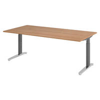 SCHREIBTISCH Serie-XB 100/200/74 cm in Nussbaumfarben/Graphitfarben/Alu poliert - Nussbaumfarben/Graphitfarben, Holzwerkstoff (100/200/74cm) - bümö