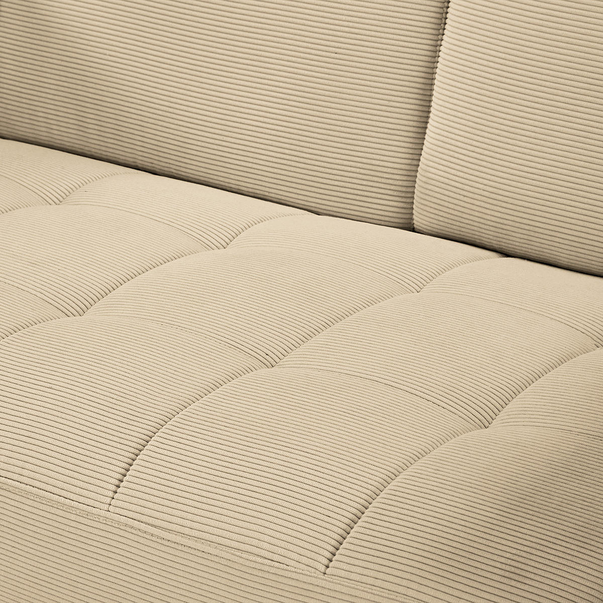 3-SITZER SOFA - Beige - Cord - Stahl - 194 x 82 x 76 cm - Beige/Schwarz, Textil/Metall (194/82/76cm) - home24
