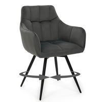 STUHL FANO drehbar gepolsterter mit Steppung - grau - Velour - Schwarz/Grau, Textil/Metall (58/83/59cm) - NEW HOME