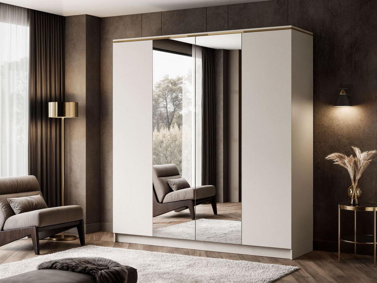 KLEIDERSCHRANK AURORA 4D mit Spiegel - Kaschmir, Holzwerkstoff (200/213/57cm) - Lookway