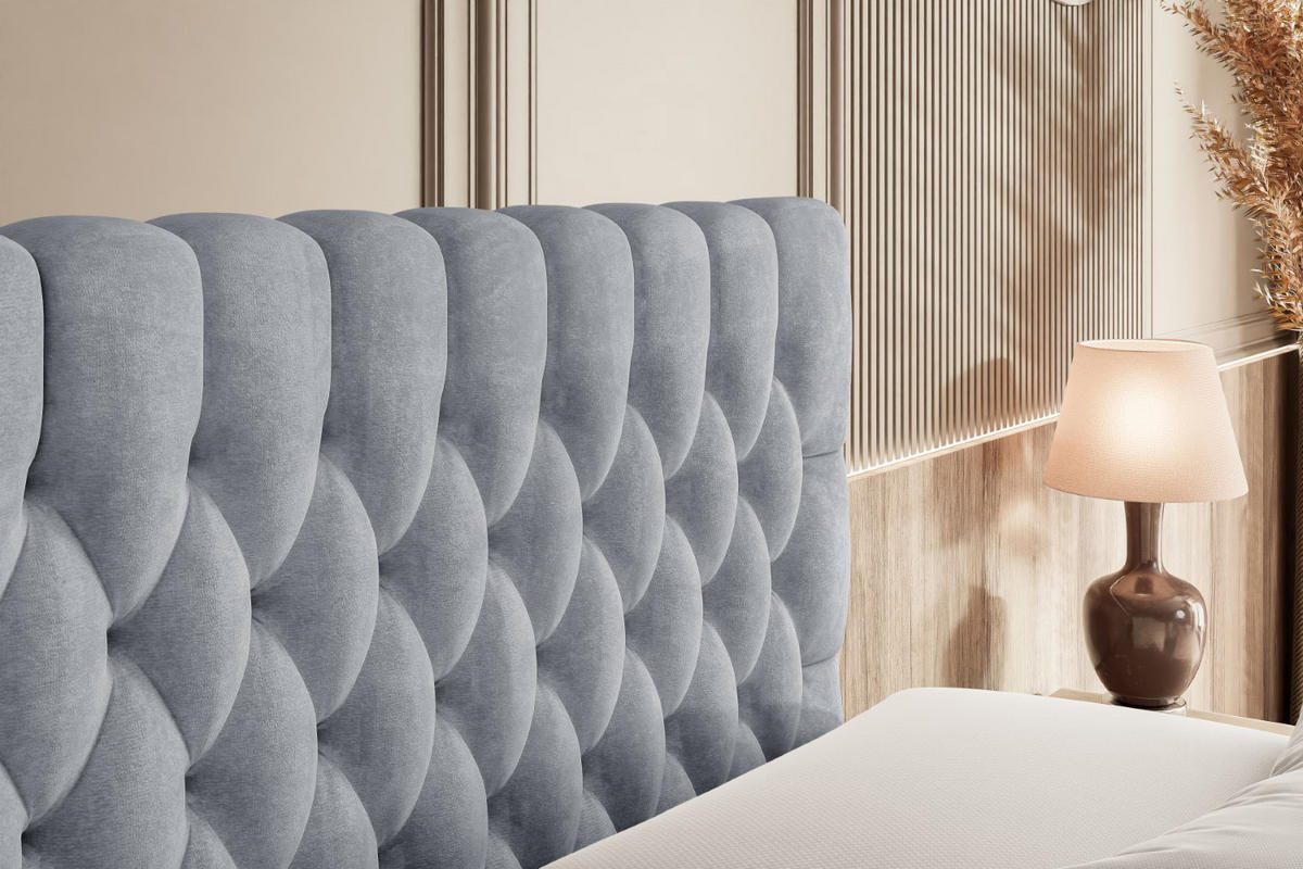 BOXSPRINGBETT SERENE-Z KING - 120 x 200 - H3/H4 - Grau - Grau, Holzwerkstoff (120/200cm) - ALTDECOR