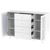 ANRICHTE 147,5/40/102 cm aus MDF mit Spiegeloberfläche und 4 Schubladen Weiß - Weiß, Holzwerkstoff (147.5/102/40cm) - Modenvie
