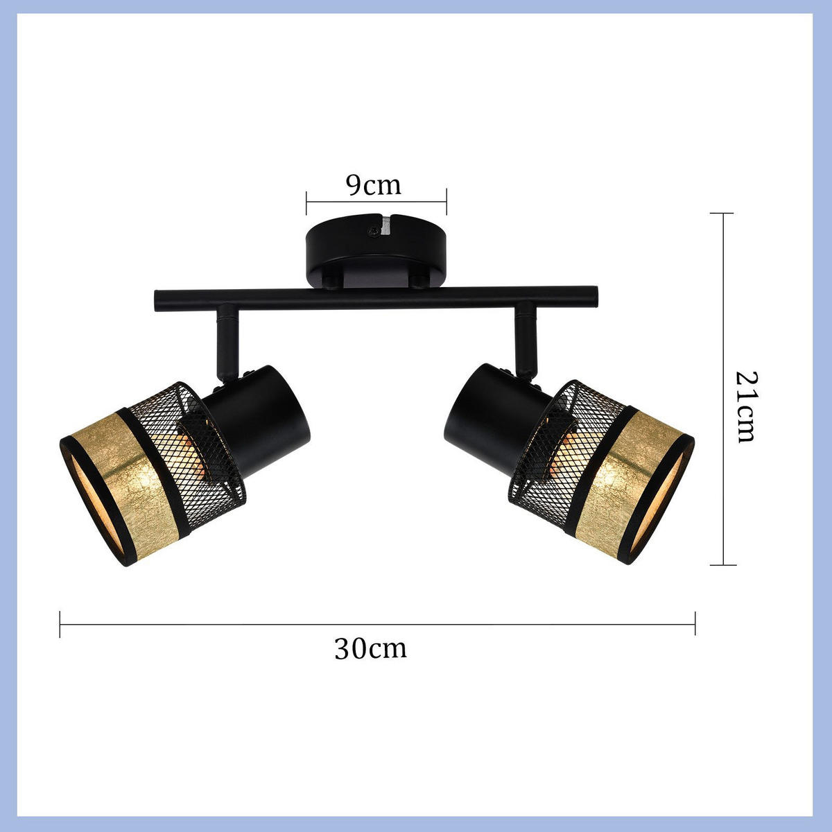 DECKENLEUCHTE Rhythmus 2flammig 30/9/21 cm - Schwarz, Metall (30/9/21cm) - Nettlife