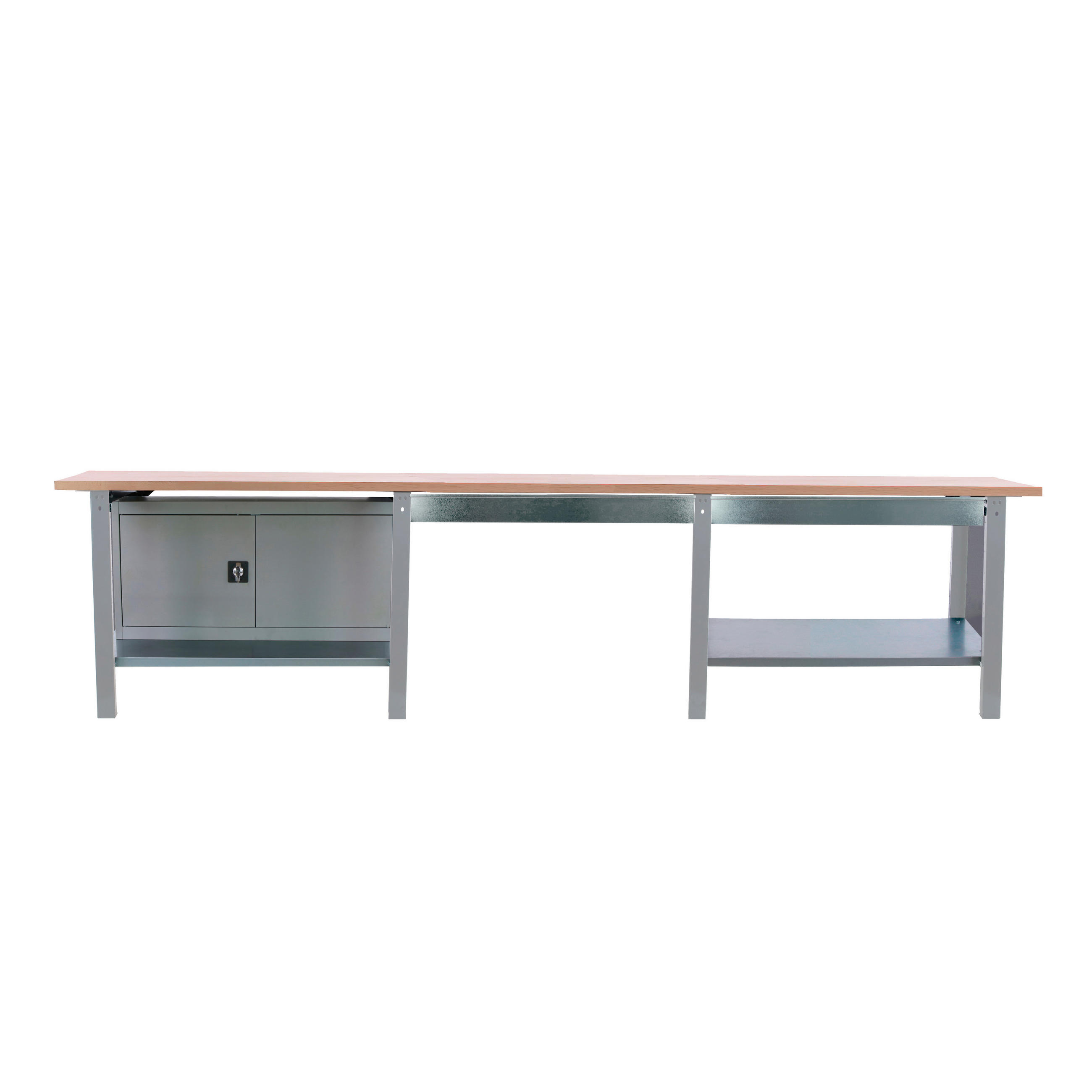 WERKBANK Buffalo Wood mit 2x Schublade und Schrank HxBxT 86,5 x 300 x 75 cm Traglast 1000 kg Grau - Grau, Metall (300/86.5/75cm) - PROREGAL
