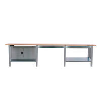 WERKBANK Buffalo Wood mit 2x Schublade und Schrank HxBxT 86,5 x 300 x 75 cm Traglast 1000 kg Grau - Grau, Metall (300/86.5/75cm) - PROREGAL