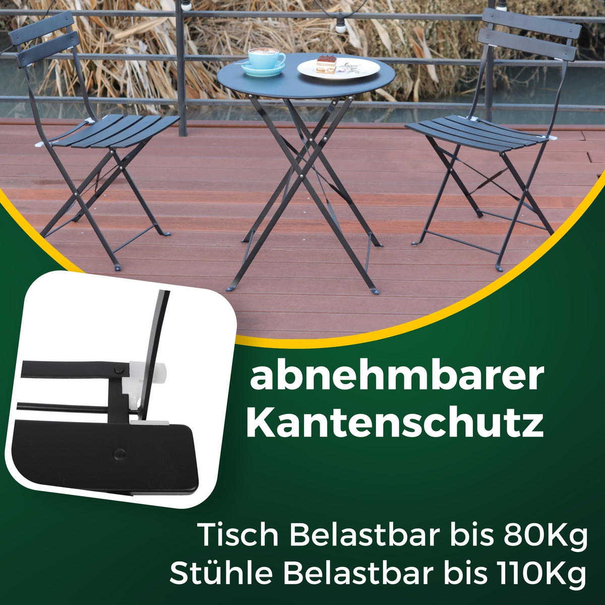 BISTRO SET Schwarz - Schwarz, Metall - Albatros