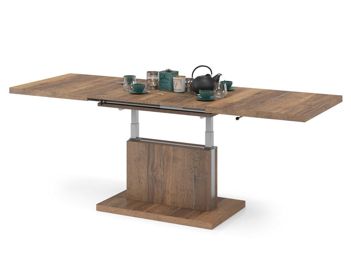 COUCHTISCH rechteckig Eiche Halifax höhenverstellbar ausziehbar - Eichefarben, Holzwerkstoff (70/120/56cm) - designimpex