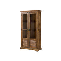 VITRINE Mango 100x45x190 dunkelbraun geölt RODEZ #152 - Dunkelbraun, Holz (100/190/45cm) - Massivmoebel24