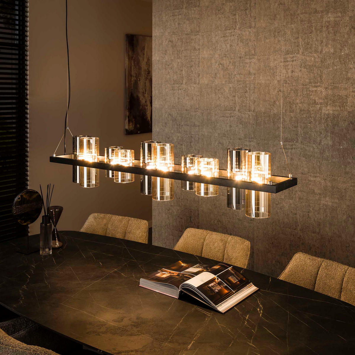 HÄNGELEUCHTE Cyli Schwarz 20/130/ 150 cm - Schwarz, Glas (20/130/150cm) - Hoyz Collection