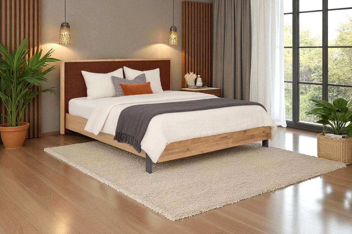 POLSTERBETT mit Matratze PRATO, Orange, 140x200 cm - Orange, Textil (140/200cm) - KS Home Concept