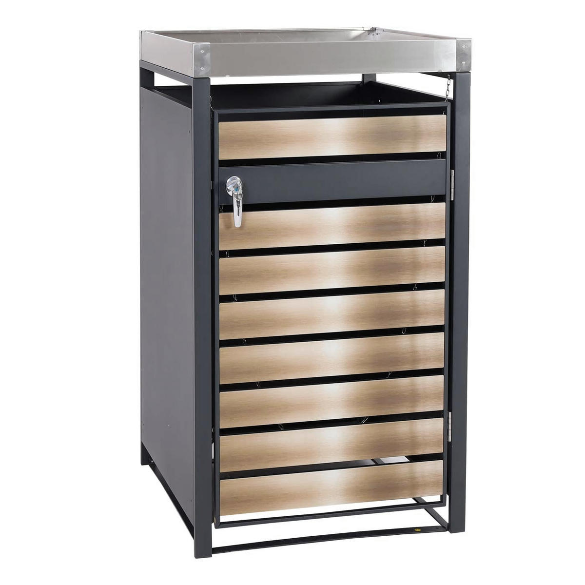 MÜLLTONNENBOX 1er mit Pflanzkasten 125x68x80cm Anthrazit Gold erweiterbar - Goldfarben, Metall (68/125/80cm) - PROREGAL