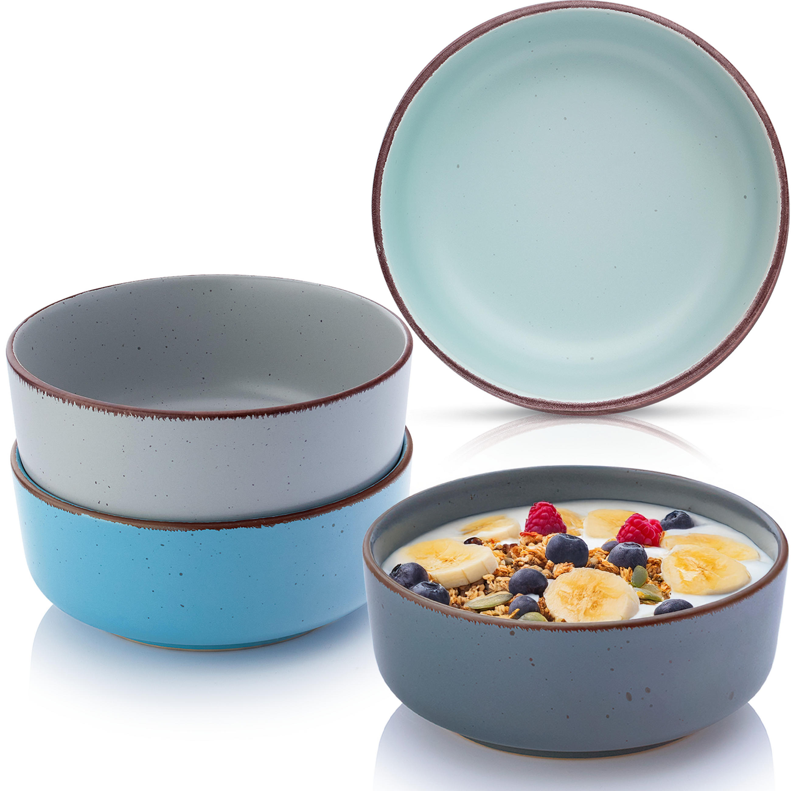 SCHALEN BOMBAY SKY SHADES - 4 teilig aus Steingut - Blau/Multicolor, Stein (16.5/16.5/6.5cm) - Sänger