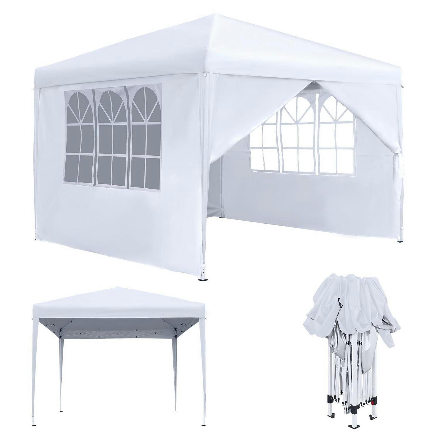 FALTPAVILLON 3 x 3 m mit 4 Seitenteilen und Fenstern Weiß - Weiß, Textil (300/260/300cm)