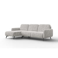 ECKSOFA FEBE 4-Sitzer LINKS, hellgrauer Chenille-Stoff - Hellgrau/Schwarz, Holz/Textil (264/157cm) - Wozimo