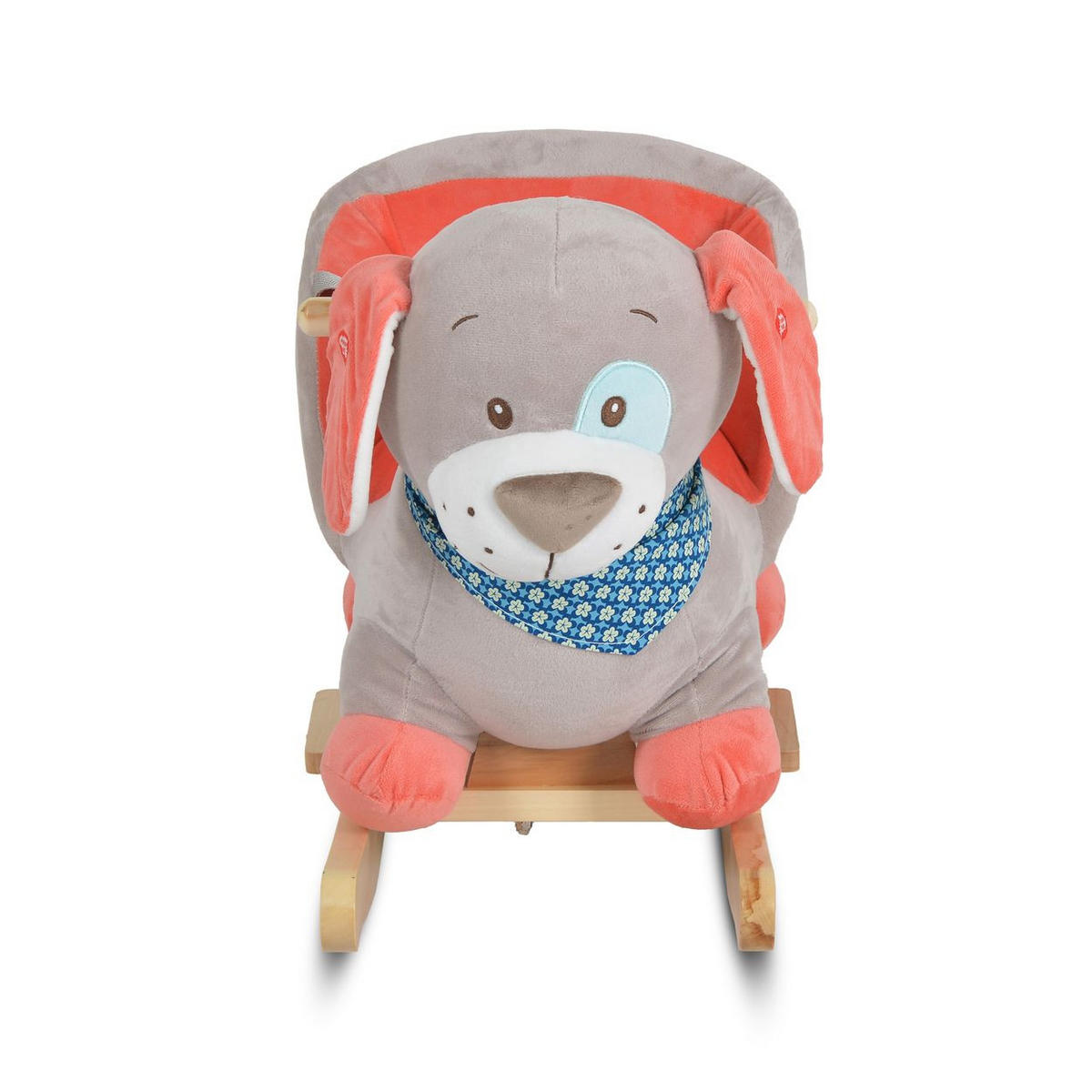 SCHAUKELTIER Ollie grau Plüsch, Musikfunktion, Tiergeräusche, Sicherheitsgurt, Rückenlehne - Grau, Textil (33/47/60cm) - Moni