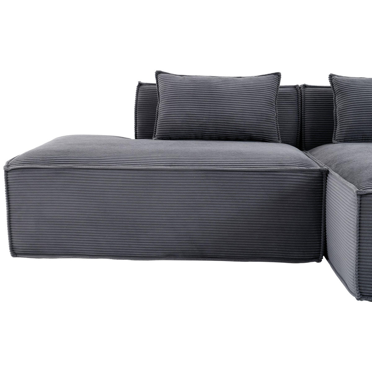 ECKSCHLAFSOFA L-/U-/2-er Sofa mit Schlaffunktion,Modulsofa,Cord,Grau - Grau, Textil (129/233cm) - LVHOM