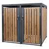 MÜLLTONNENBOX 2er Anthrazit-Eichenoptik - Dunkelbraun, Metall (80/116.3/132cm) - ML-DESIGN