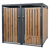MÜLLTONNENBOX 2er Anthrazit-Eichenoptik - Dunkelbraun, Metall (80/116.3/132cm) - ML-DESIGN