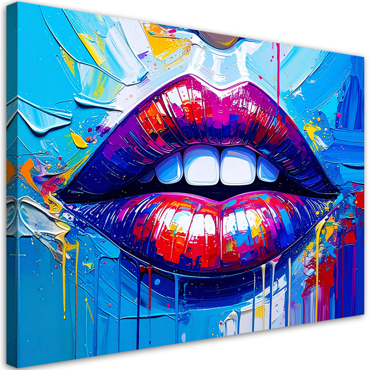 LEINWANDBILD Rote Lippen Frauen Abstrakt 120x80cm - Multicolor, Textil (120/80cm) - Feeby