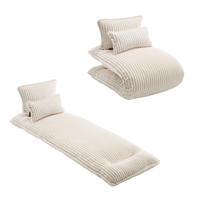 SCHLAFSESSEL 2-in-1, Cord, Metall--Rückenlehne, 227cm Länge, Beige - Beige, Textil/Metall (74.5/78.5/107cm) - LVHOM