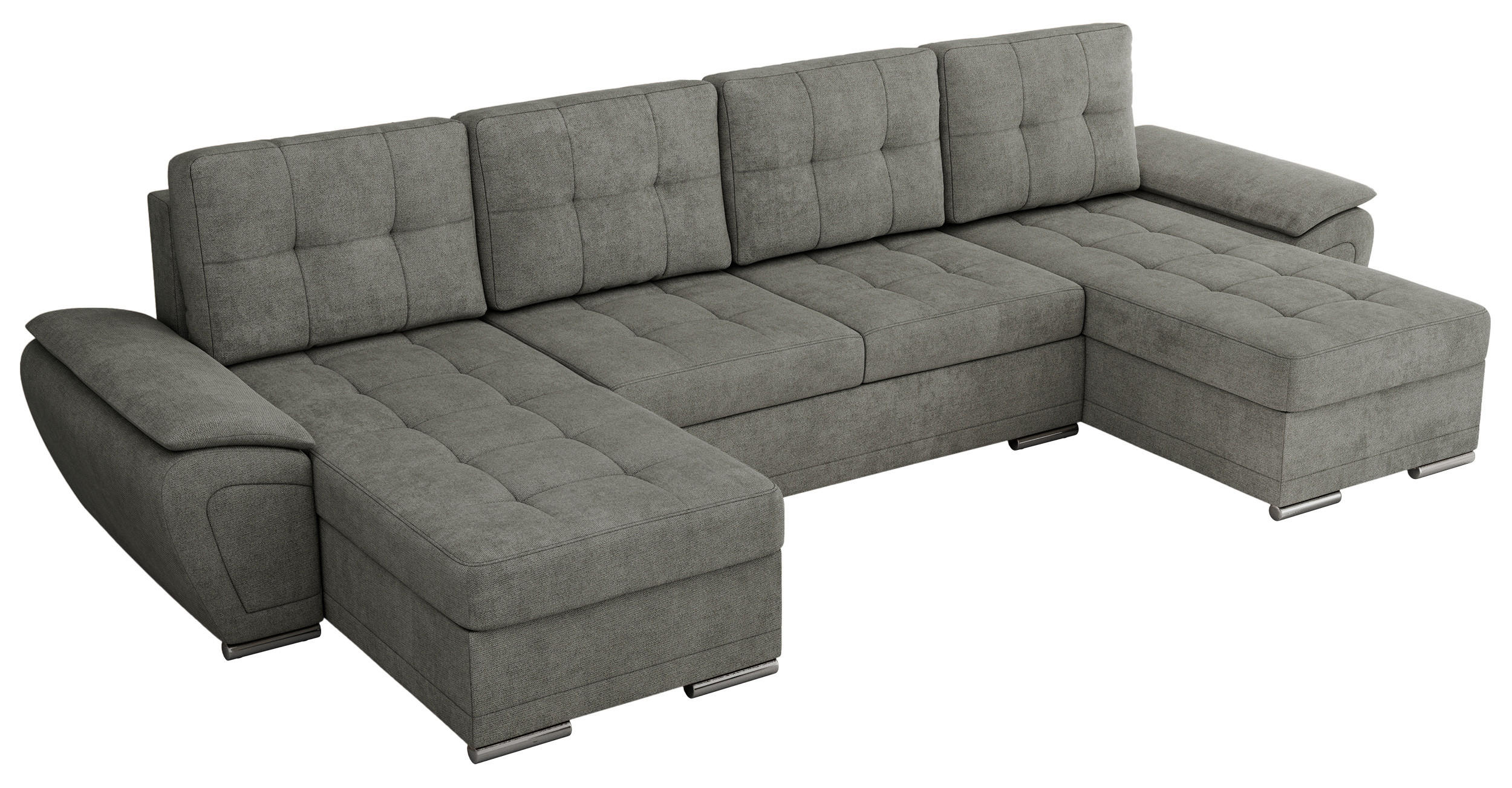 WOHNLANDSCHAFT UMBRIA U Grau Stukture - Grau, Textil/Metall (336/85/157cm) - MKS