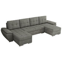 WOHNLANDSCHAFT UMBRIA U Grau Stukture - Grau, Textil/Metall (336/85/157cm) - MKS
