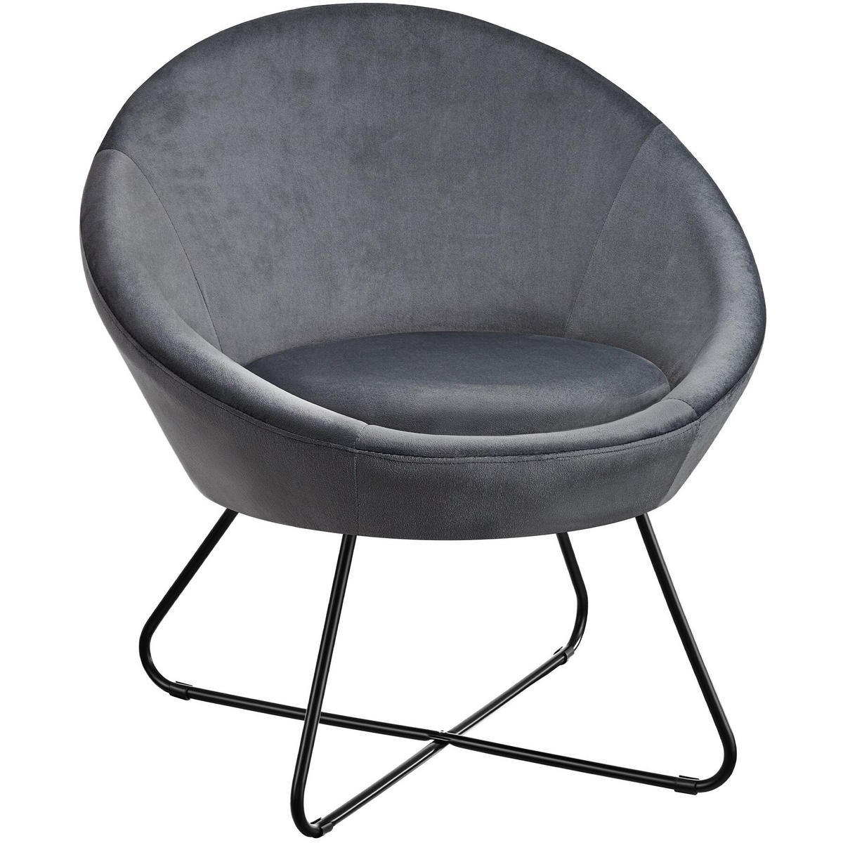 COCKTAILSESSEL Centera,83 x 73 x 82 cm,Samtoptik anthrazit - Anthrazit/Samtahornfarben, Metall (83/82/73cm) - tectake