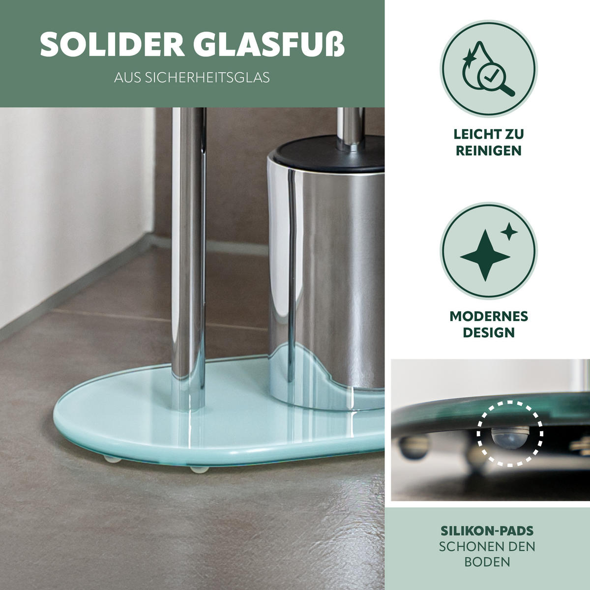 STAND-WC-GARNITUR, weiß, Edelstahl - Weiß, Metall (28.5/72.5/12cm) - bremermann