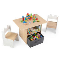 KINDERTISCH mit Stuhl weiß(3-tlg) - Weiß, Holzwerkstoff (70/49.5/48cm) - COSTWAY