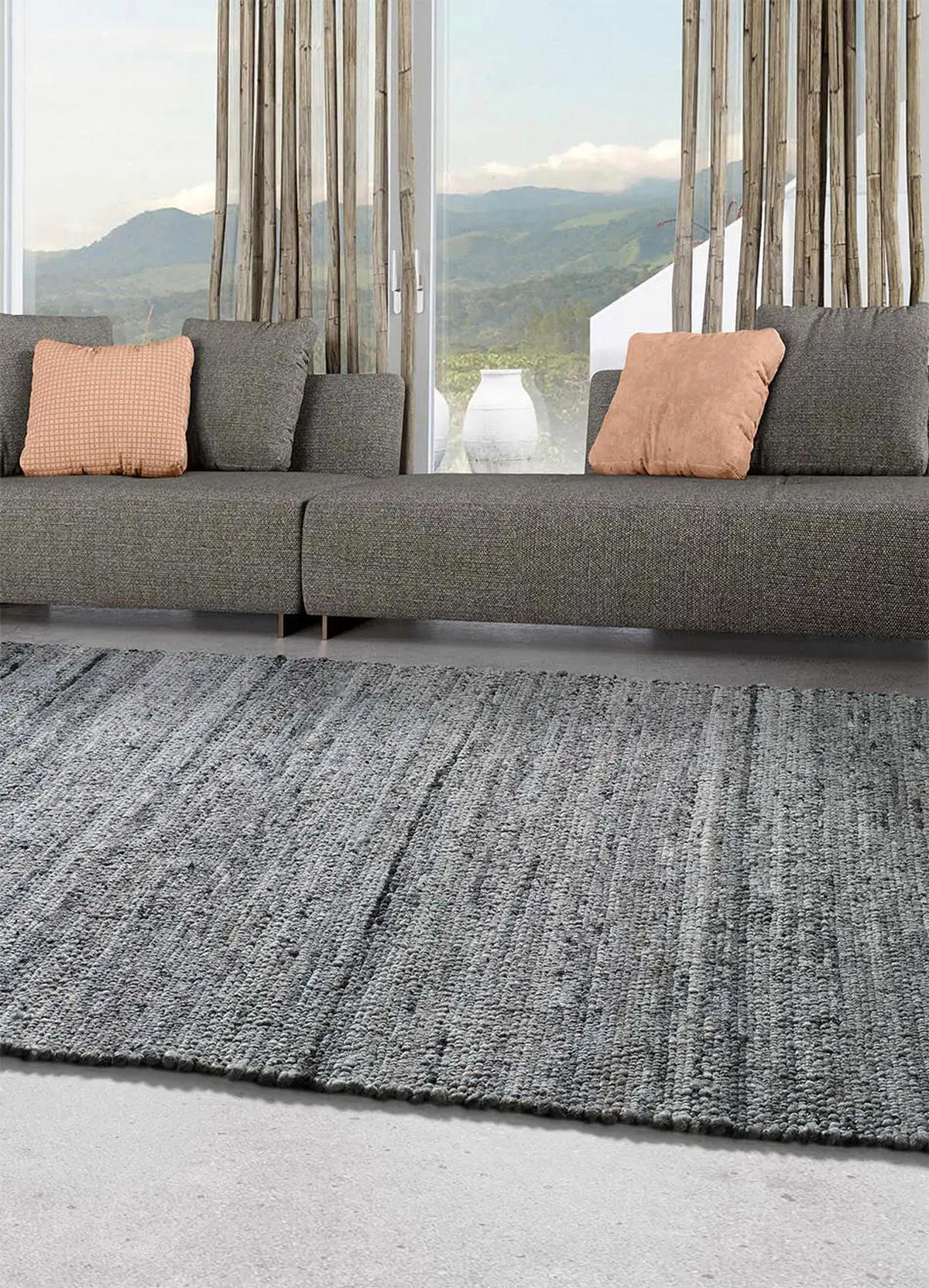 HANDWEBTEPPICH Grau Cinder 60/110 cm - Grau, Textil (60/110cm) - Atticgo