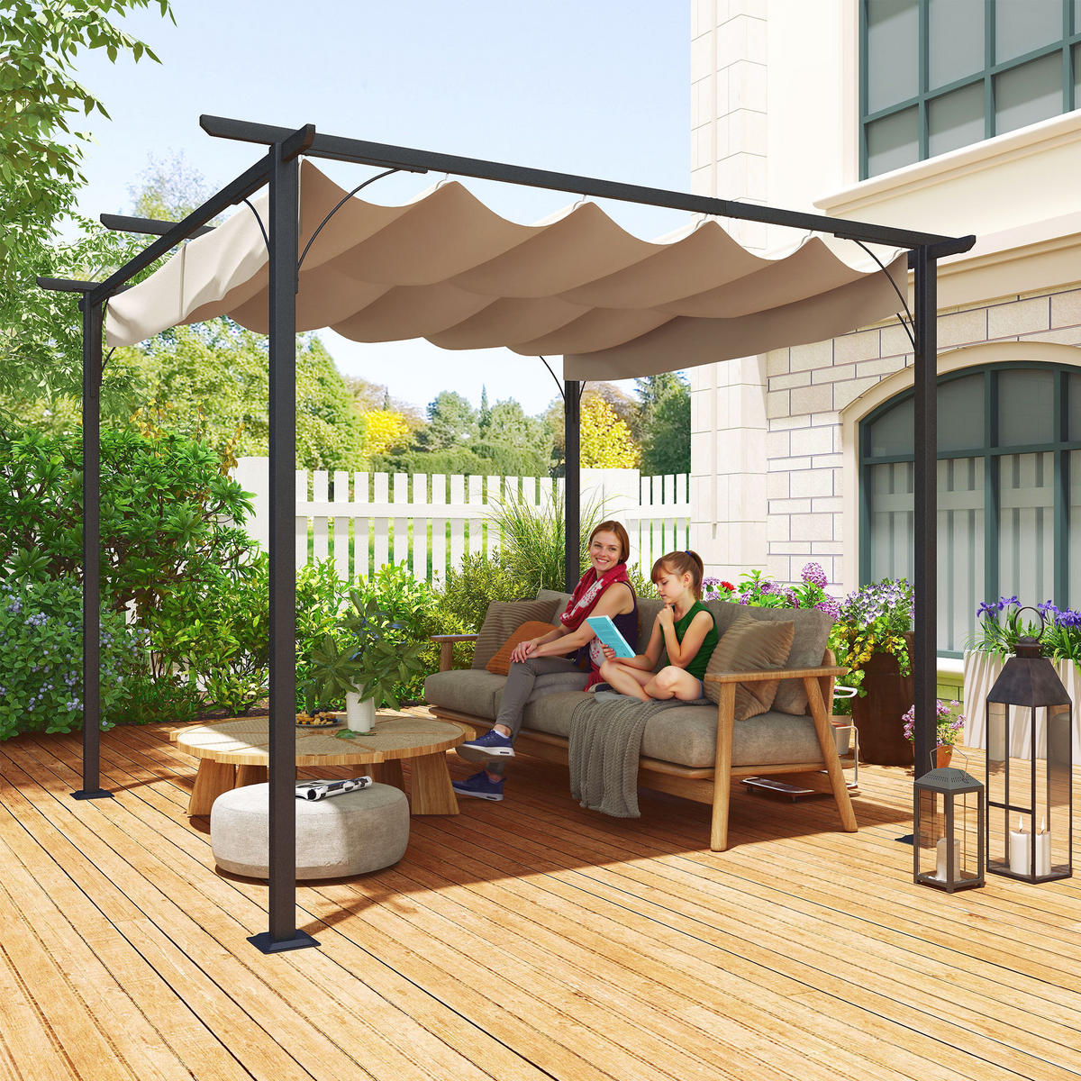 PERGOLA Wasserdicht UV-Schutz Beige - Beige, Kunststoff/Metall (300/230/300cm) - Outsunny