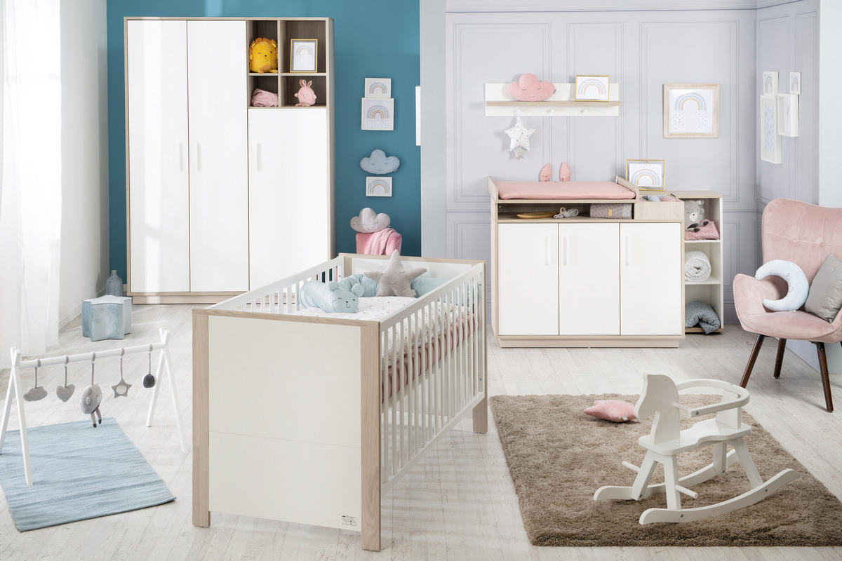 BABYZIMMER-SET Olaf 3-teilig - Weiß, Holzwerkstoff (76/82/142.5cm) - Roba