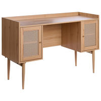 SCHREIBTISCH 130/50 cm Hellbraun Ratana - Hellbraun/Braun, Holzwerkstoff/Metall (50/130/83cm) - Beliani
