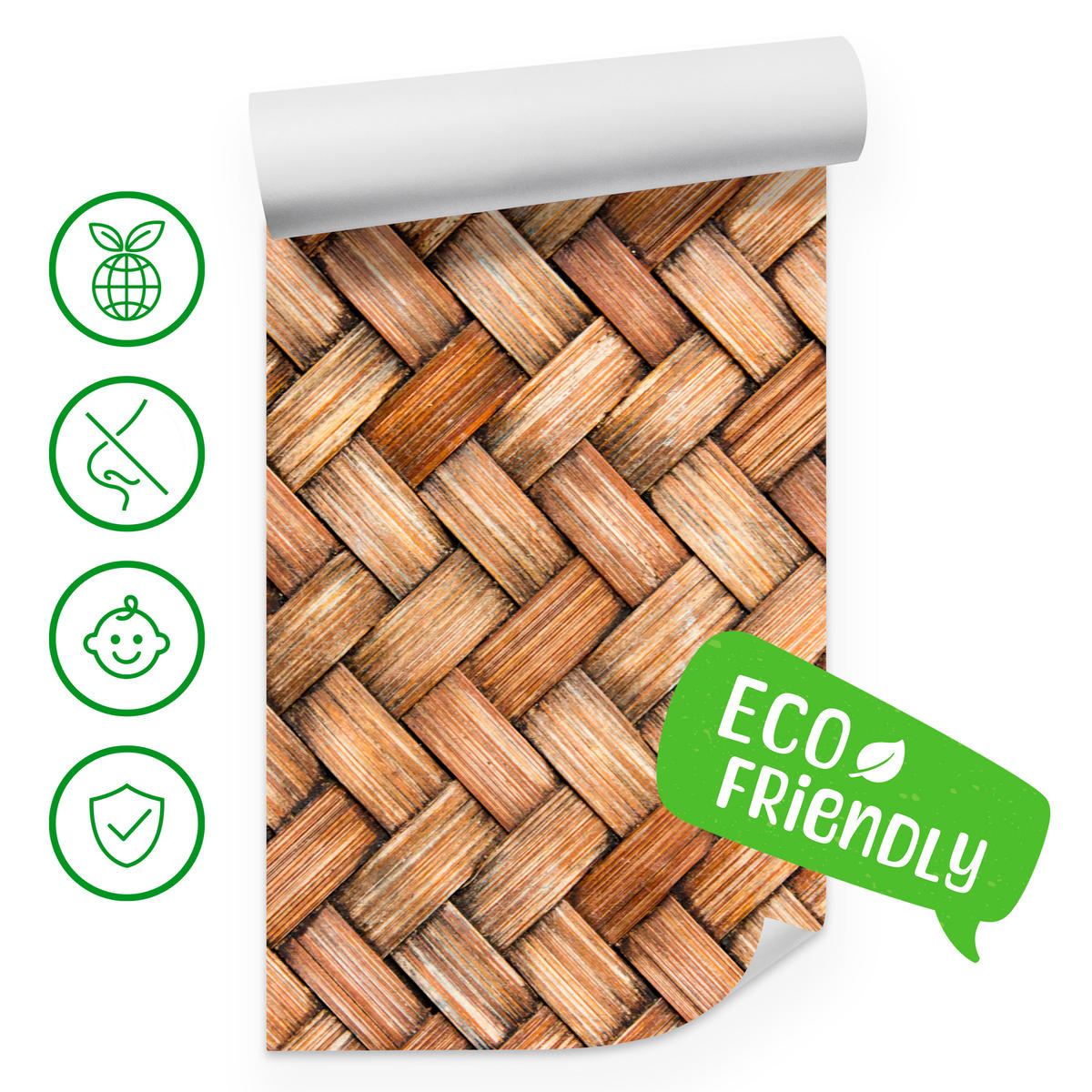 FOTOTAPETE für Küche Weiden Imitation Braune Wand Rustikal Modern 350x256 - Beige/Braun, Papier (350/256cm) - Muralo