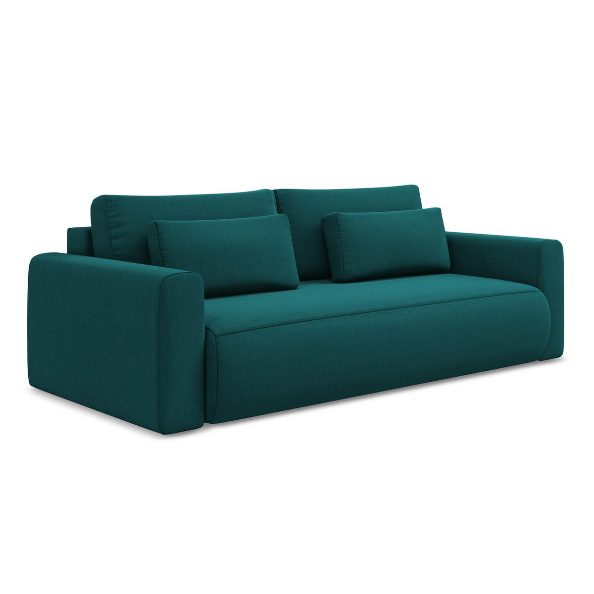 3-SITZER SOFA mit Schlaffunktion Samt Stoff Blau - Blau/Petrol, Kunststoff/Textil (238/82/105cm) - LaMiaSofa