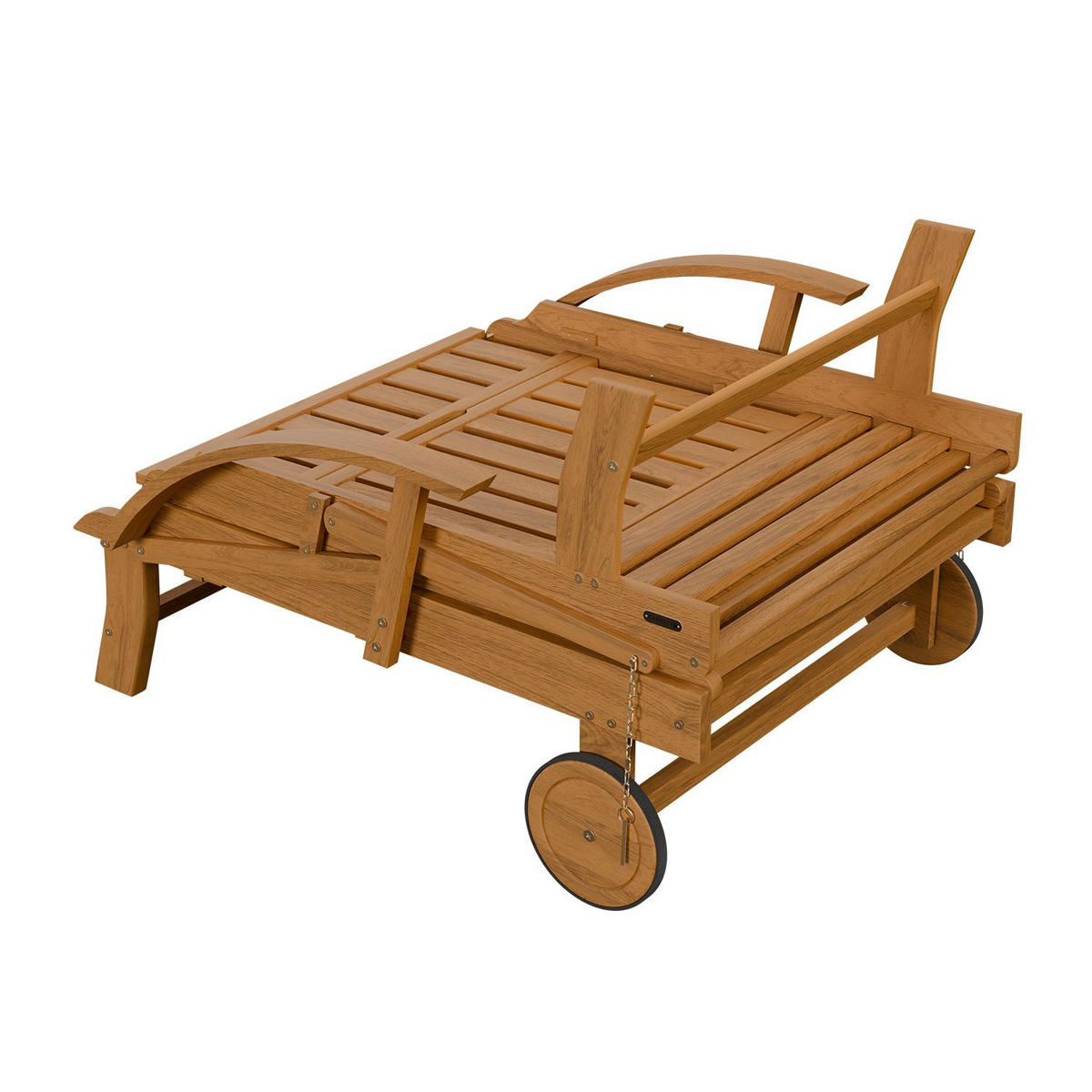 SONNENLIEGE SunScape Akazie mit Rädern & Tisch - Naturfarben, Holz (72.5/30/196cm) - Juskys