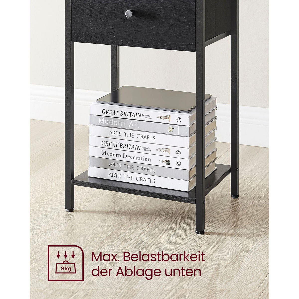 NACHTTISCH ST. JOHN'S - Schwarz, Holzwerkstoff (38/61/28cm) - Hansiro